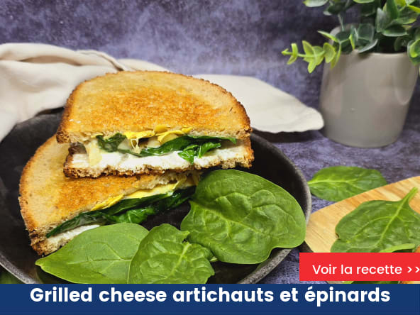 Grilles cheese sandwich artichauts et épinards